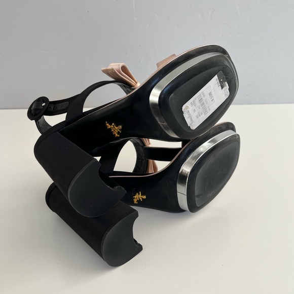 Auth PRADA Satin Bow Platform Heels - Picture 6 of 12